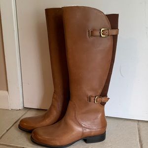 Brown leather boots
